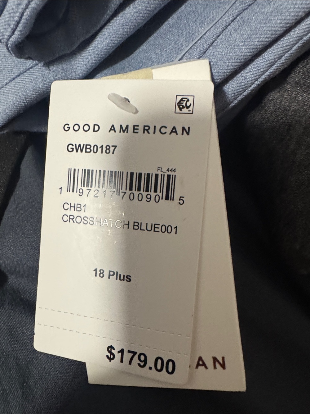 NWT Good American Women's Wide-Leg Tailored Pants in Light Blue SIZE 18 - Picture 5 of 5